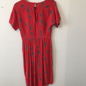 Red dress w/ birds